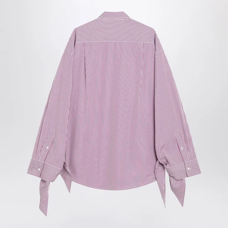 White/Plum Striped Cotton Shirt sold by Wanan Luxury product image thumbnail 2