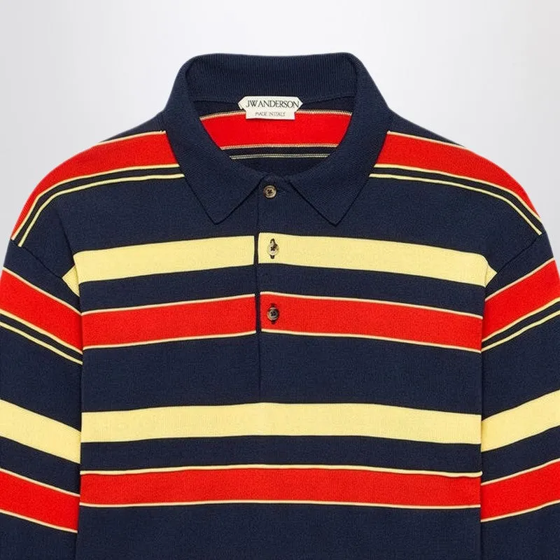 Navy Striped Cotton-Blend Polo Shirt sold by Wanan Luxury product image thumbnail 2