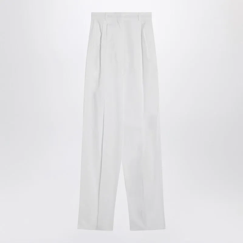 Wide White Cotton Trousers sold by Wanan Luxury