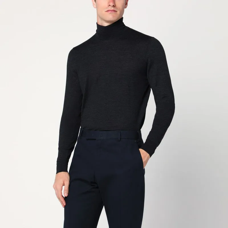 Charcoal Wool Turtleneck Sweater sold by Wanan Luxury