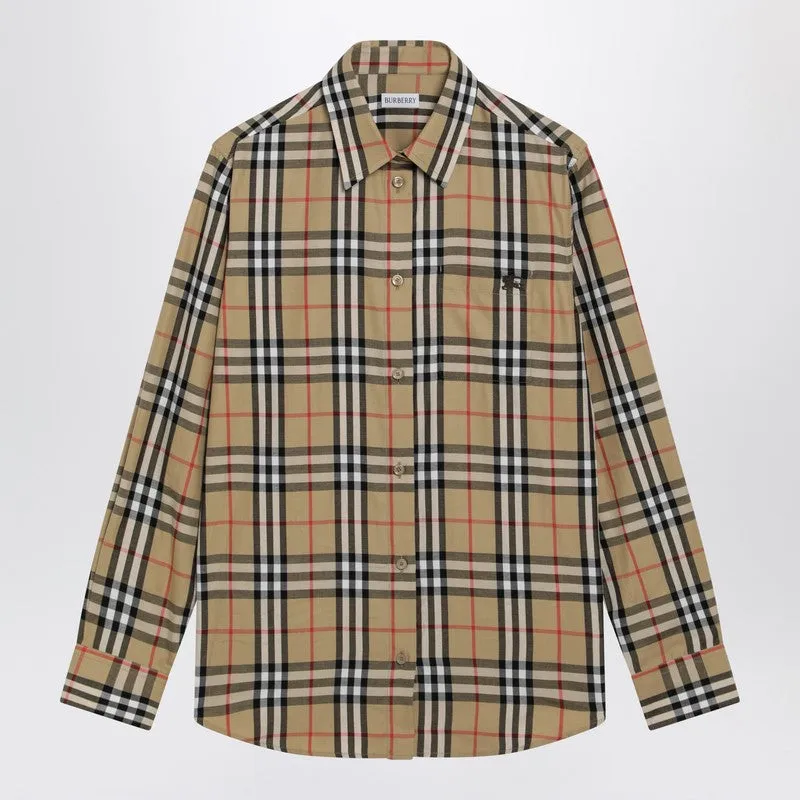 Beige Shirt With Check Pattern sold by Wanan Luxury