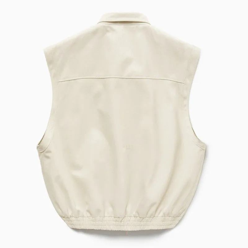 Light Cream Gabardine Zip Up Vest sold by Wanan Luxury product image thumbnail 2