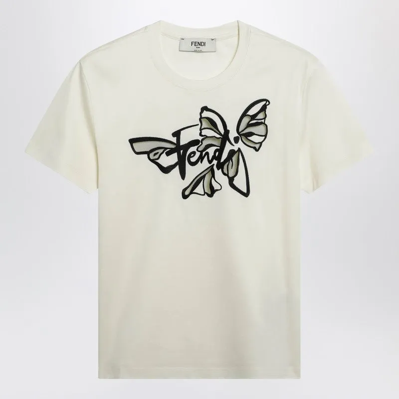 White T-Shirt With Embroidered Logo sold by Wanan Luxury