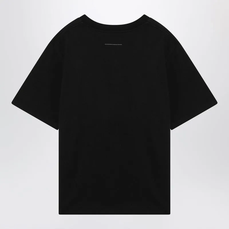 Black Cotton T-Shirt With Label Details sold by Wanan Luxury product image thumbnail 2