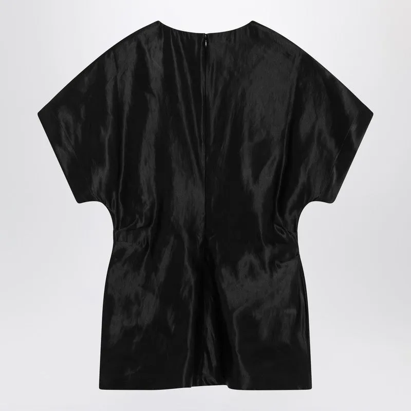 Black T-Shirt In Linen And Silk sold by Wanan Luxury product image thumbnail 2