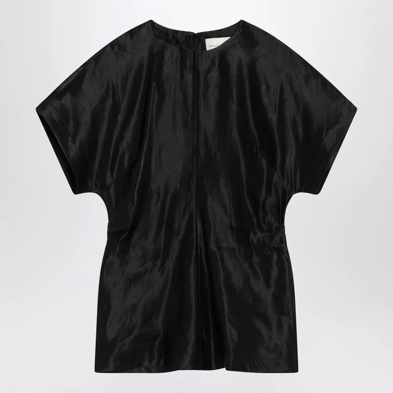 Black T-Shirt In Linen And Silk sold by Wanan Luxury