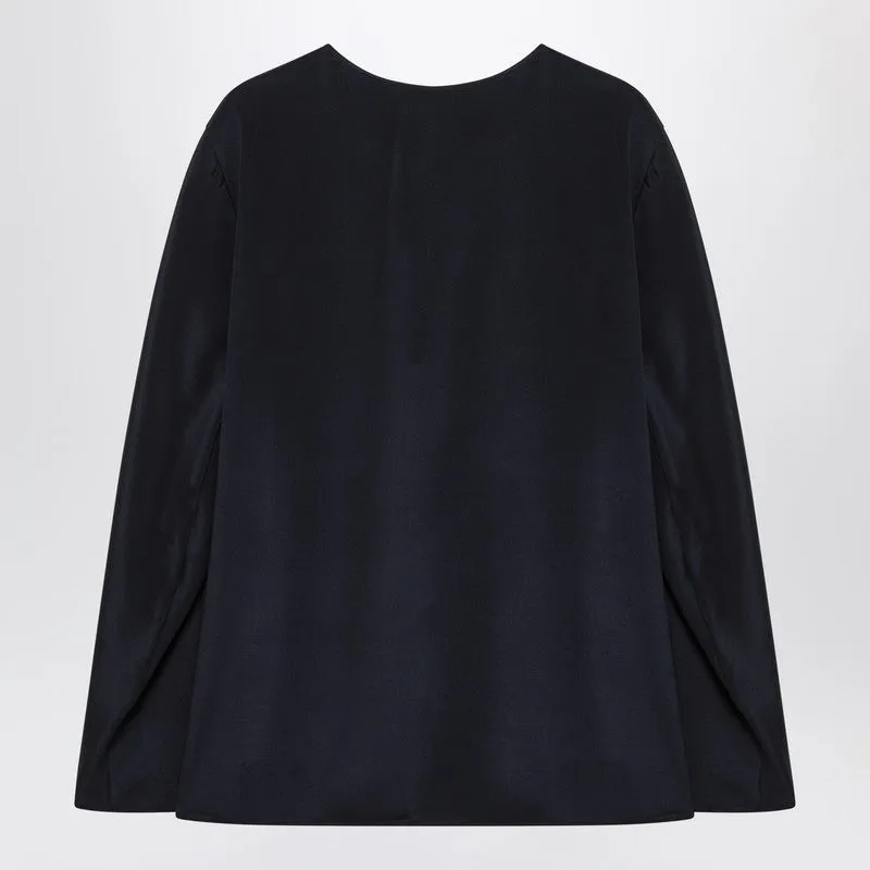 Midnight Blue Silk-Blend Blouse sold by Wanan Luxury product image thumbnail 2