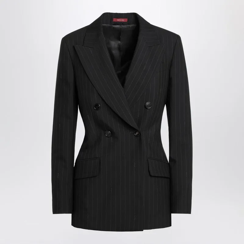 Double-Breasted Wool Pinstripe Jacket sold by Wanan Luxury