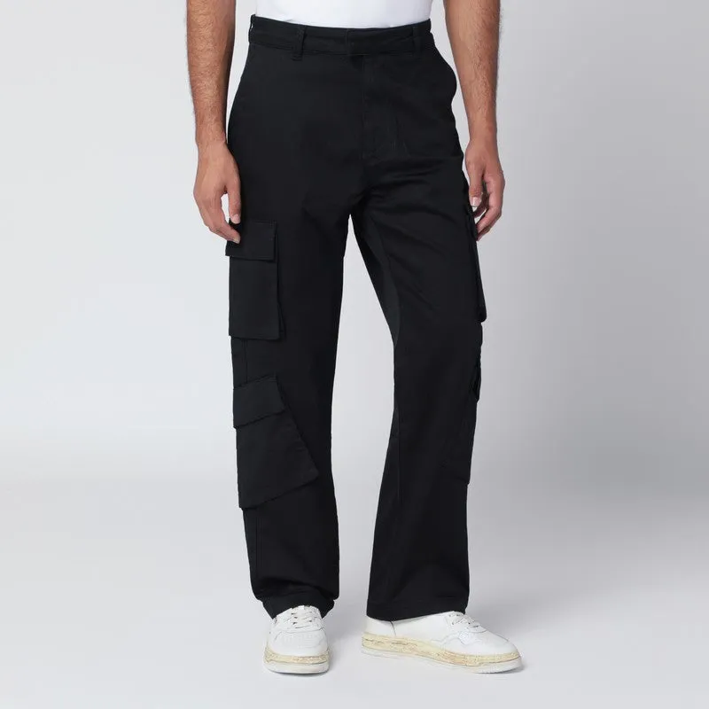 Black Cotton Cargo Trousers sold by Wanan Luxury