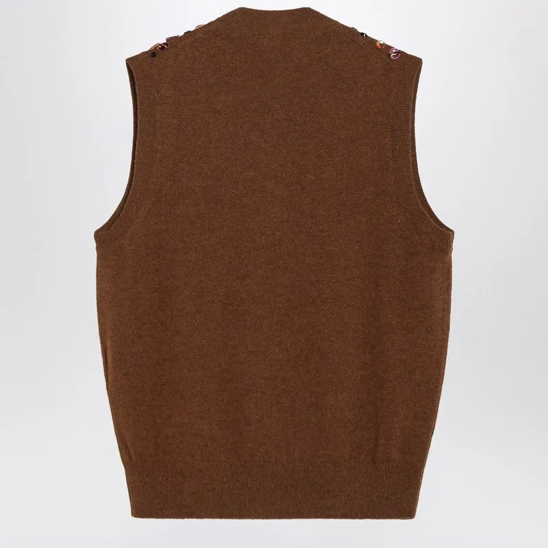 Rust Wool And Cashmere Gilet sold by Wanan Luxury product image thumbnail 2