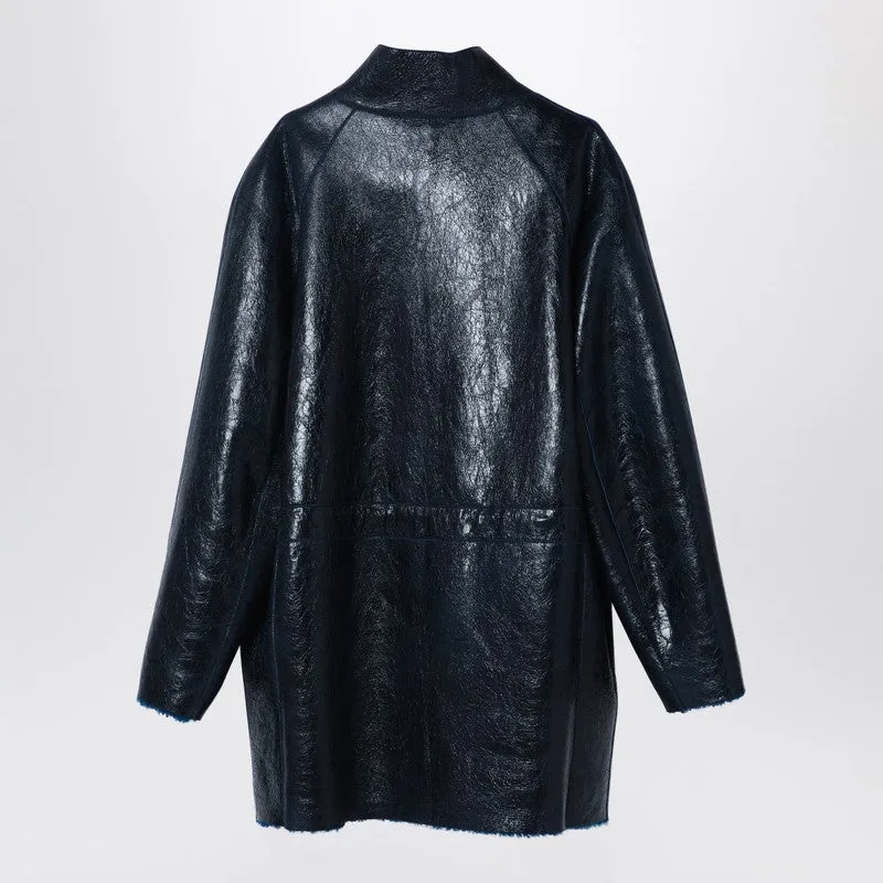 Dark Blue Sheepskin Jacket sold by Wanan Luxury product image thumbnail 2