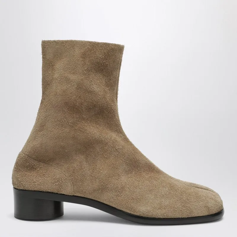 Beige Suede Tabi Ankle Boots sold by Wanan Luxury