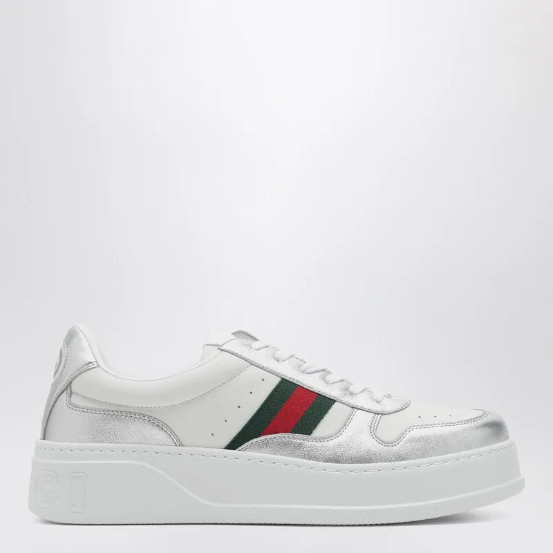 White/Silver Sneakers With Oversized Sole made by Gucci