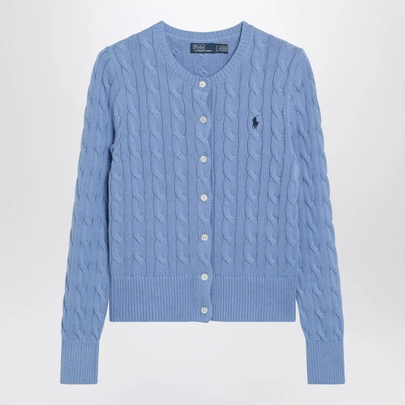 Light Blue Cable-Knit Cotton Cardigan made by Polo by Ralph Lauren
