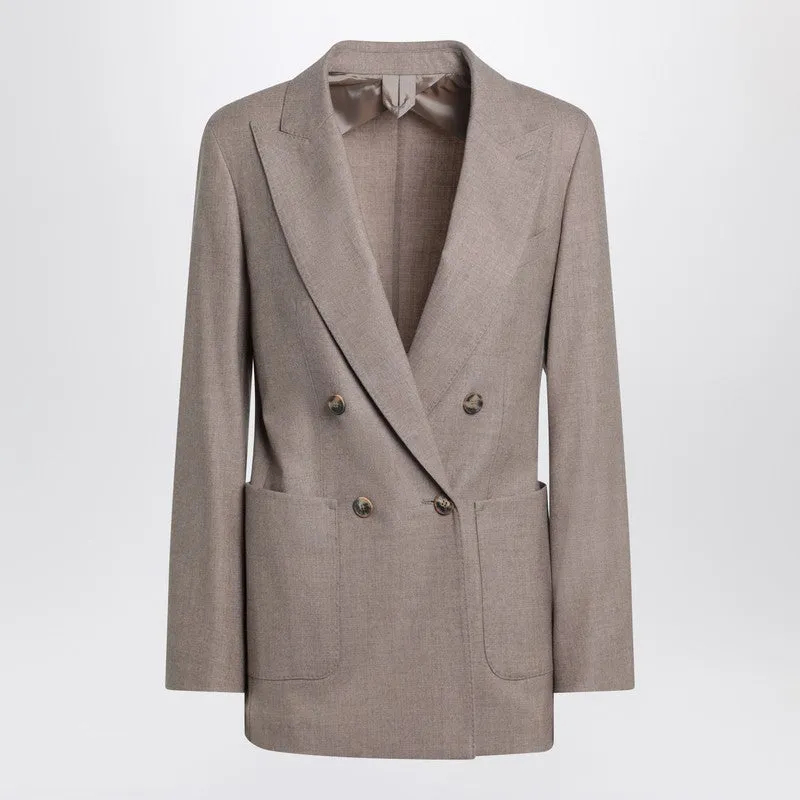 Double-Breasted Cashmere Jacket In Dove Color made by MaxMara
