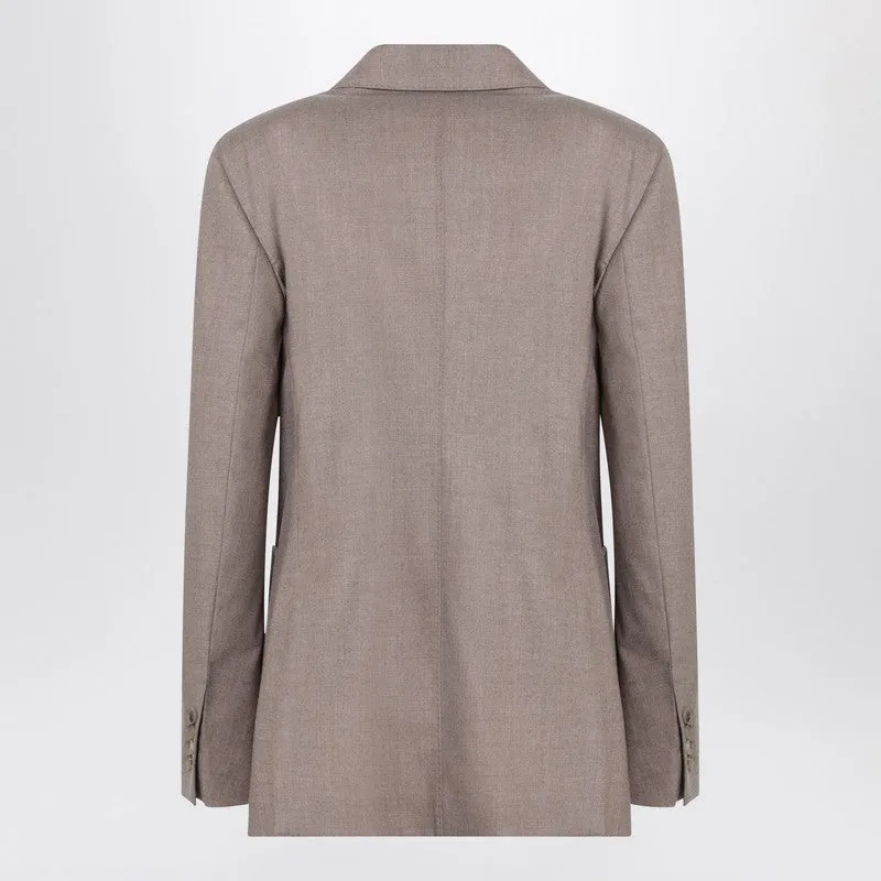 Double-Breasted Cashmere Jacket In Dove Color sold by Wanan Luxury product image thumbnail 2