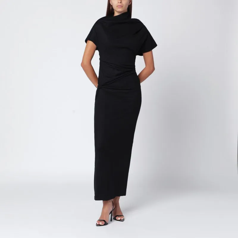Black Wool Midi Dress sold by Wanan Luxury