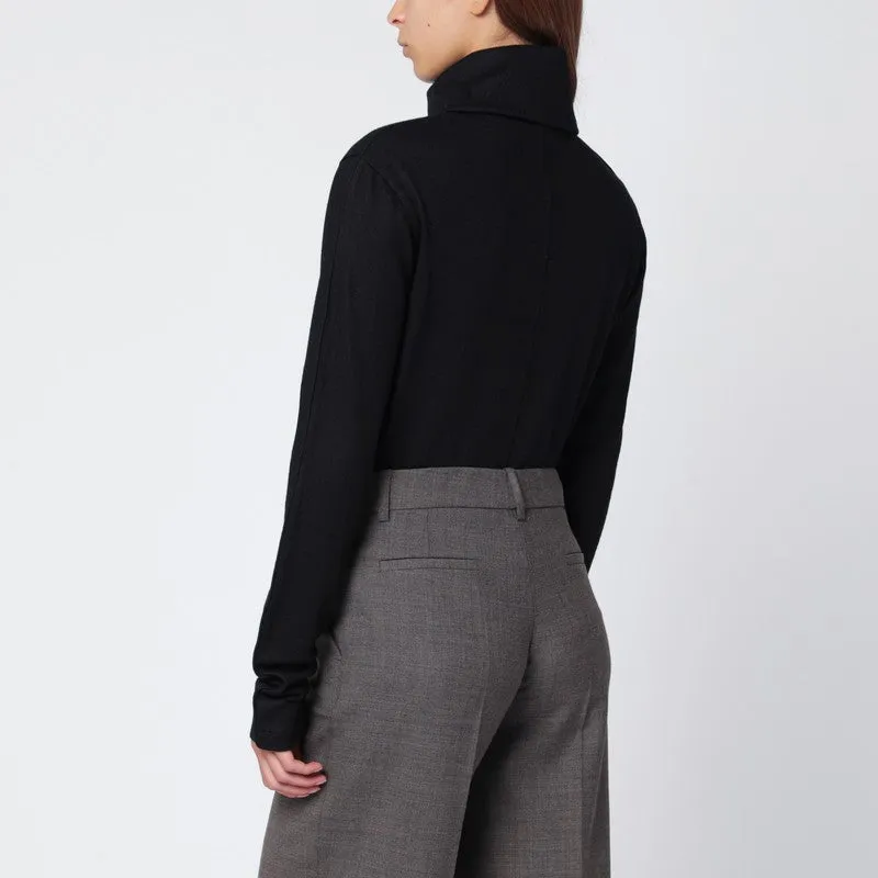 Black Wool Zip-Collar Top sold by Wanan Luxury product image thumbnail 2