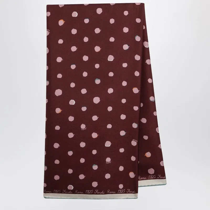 Pink And Burgundy Silk Falena Dots Foulard sold by Wanan Luxury
