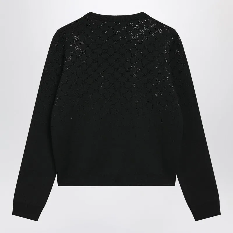 Black Cardigan With Gradient-Effect Gg Crystals sold by Wanan Luxury product image thumbnail 2