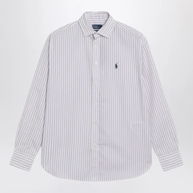 White Striped Relaxed-Fit Shirt sold by Wanan Luxury