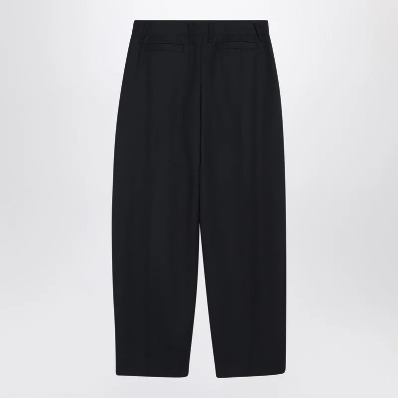 Wide Navy Blue Wool Trousers sold by Wanan Luxury product image thumbnail 2