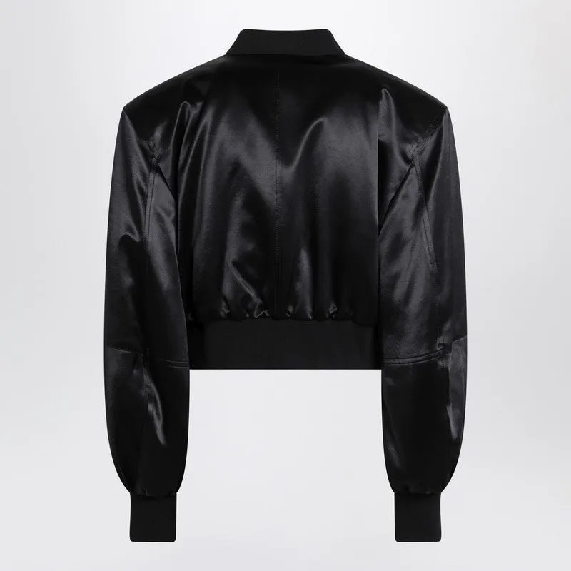 Black Shiny Cropped Bomber sold by Wanan Luxury product image thumbnail 2