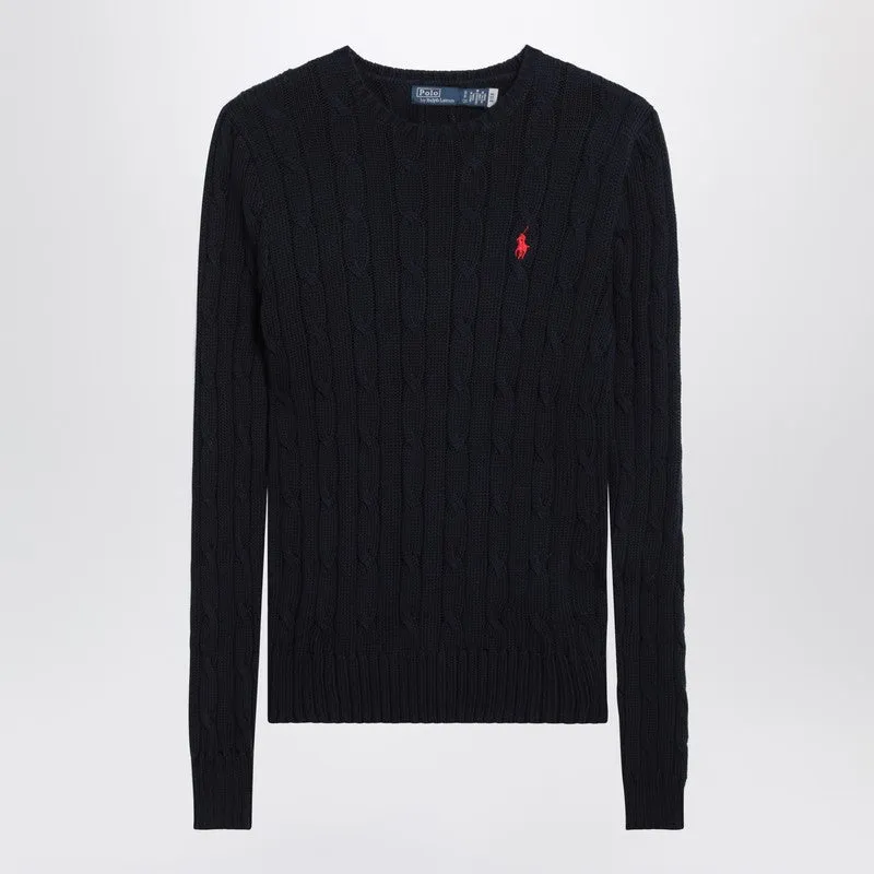 Navy Cotton Cable-Knit Sweater sold by Wanan Luxury