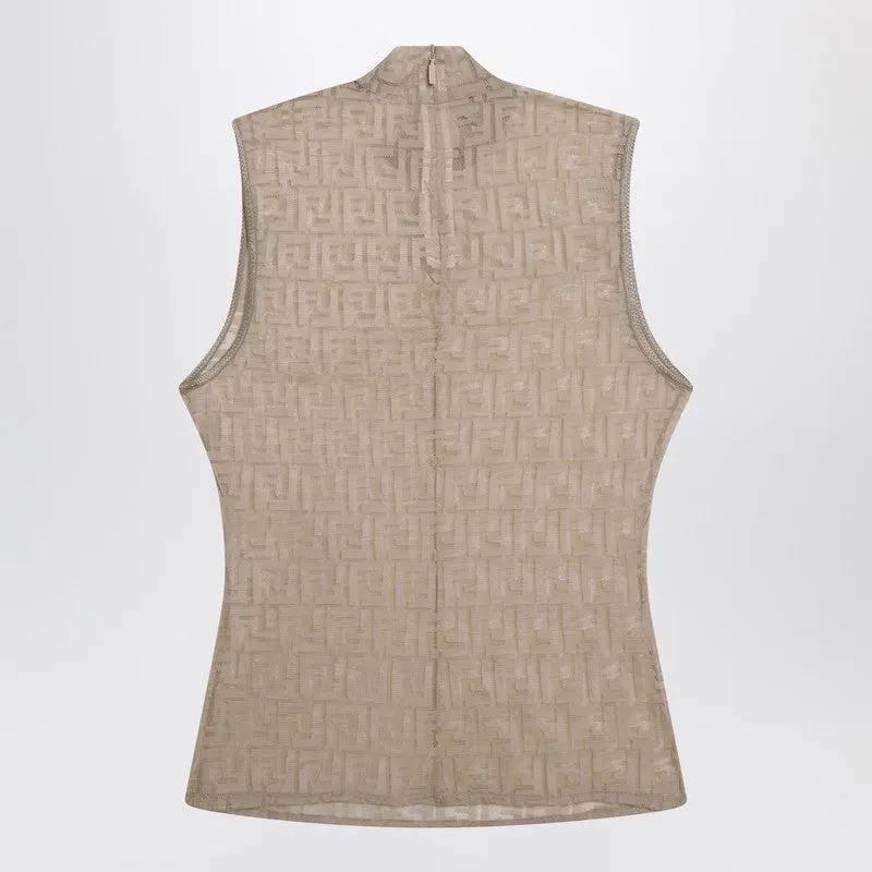 Beige Semi-Transparent Top With Ff Motif sold by Wanan Luxury product image thumbnail 2