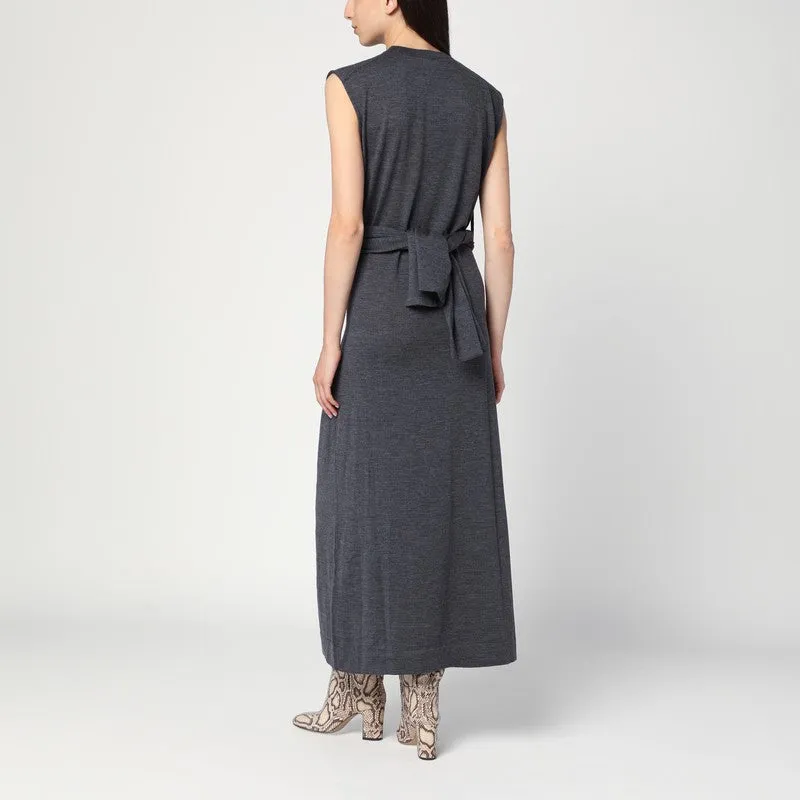 Gray Dress In Wool With Crossover Detail sold by Wanan Luxury product image thumbnail 2