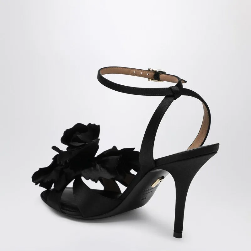 Black Satin Flower Sandals sold by Wanan Luxury product image thumbnail 2