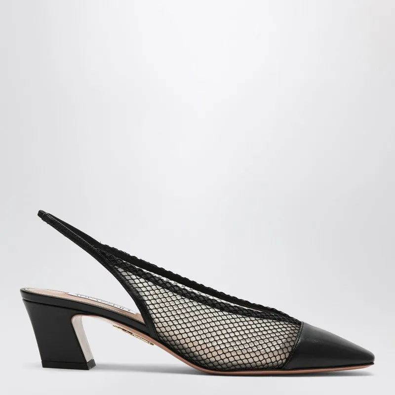 Margot Black Slingbacks In Mesh And Leather sold by Wanan Luxury