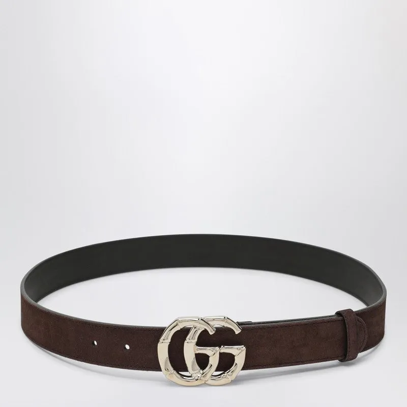Brown Suede Belt With Bamboo Gg Marmont Buckle made by Gucci