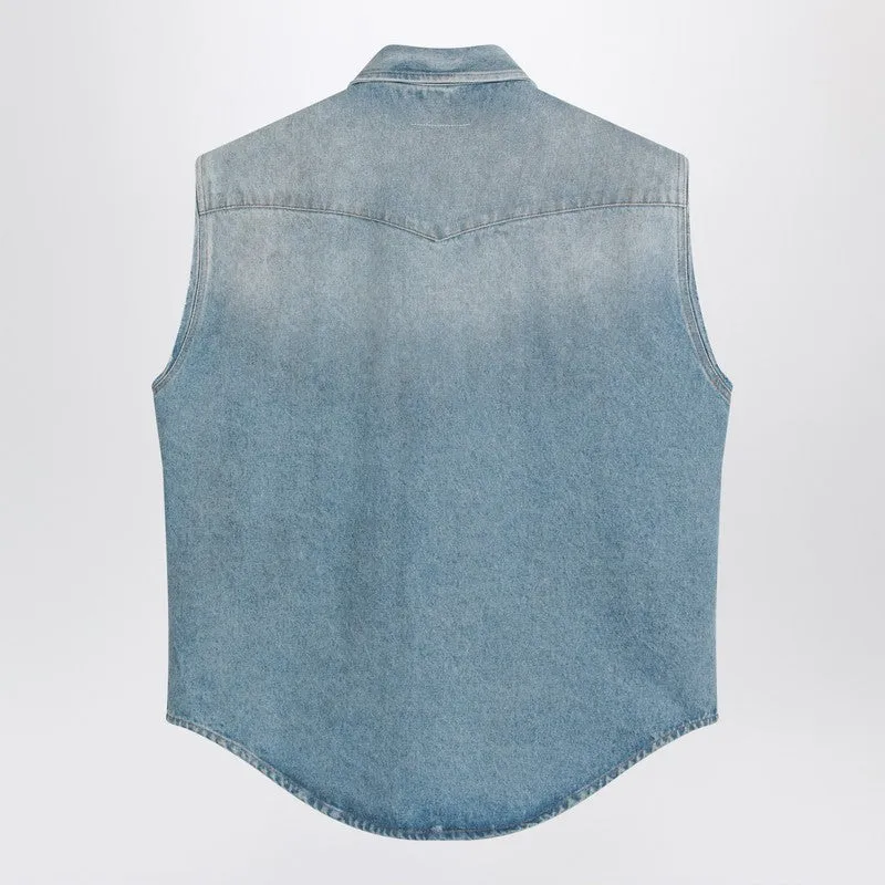 Faded Blue Vest With Rips sold by Wanan Luxury product image thumbnail 2