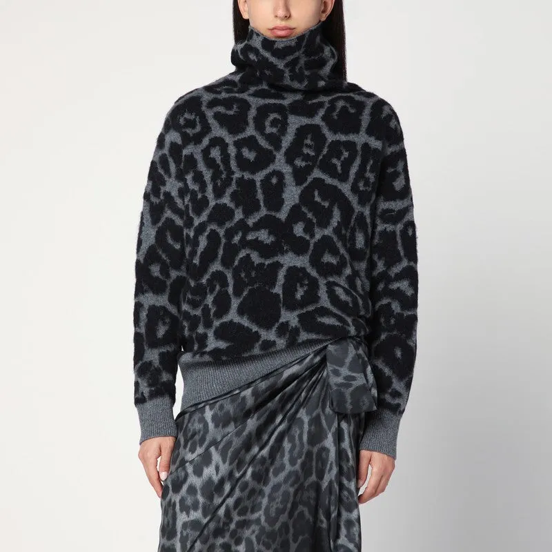 Leopard Print Turtleneck Sweater In Wool sold by Wanan Luxury