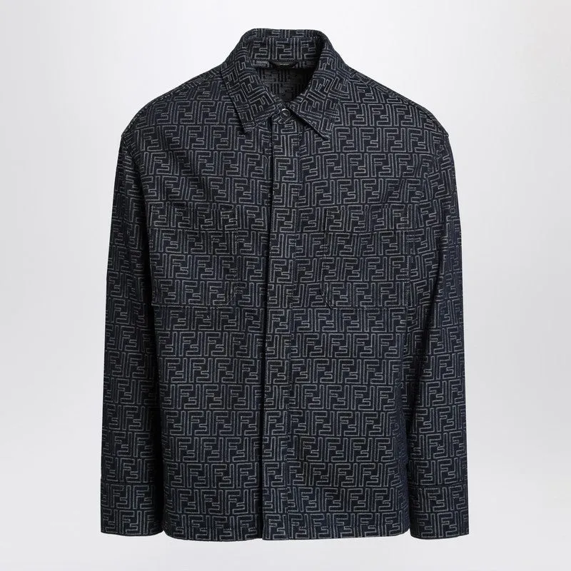 Indigo Blue Jacket With Ff Jacquard sold by Wanan Luxury
