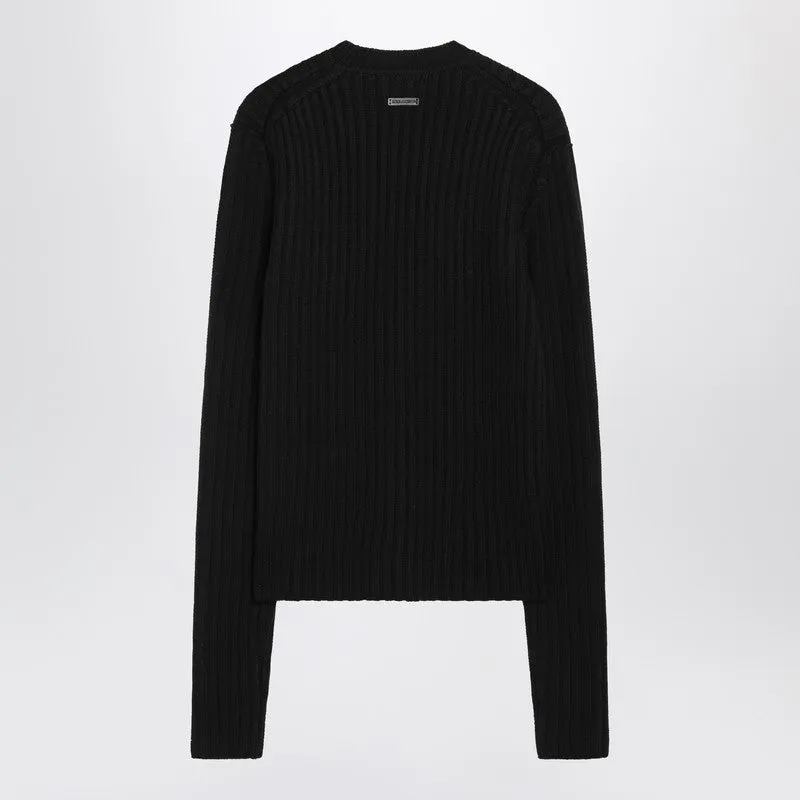 Black Ribbed Wool Sweater sold by Wanan Luxury product image thumbnail 2