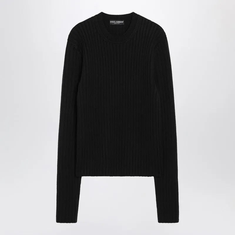 Black Ribbed Wool Sweater sold by Wanan Luxury