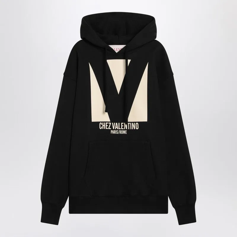 Black Sweatshirt With Chez Valentino Print sold by Wanan Luxury