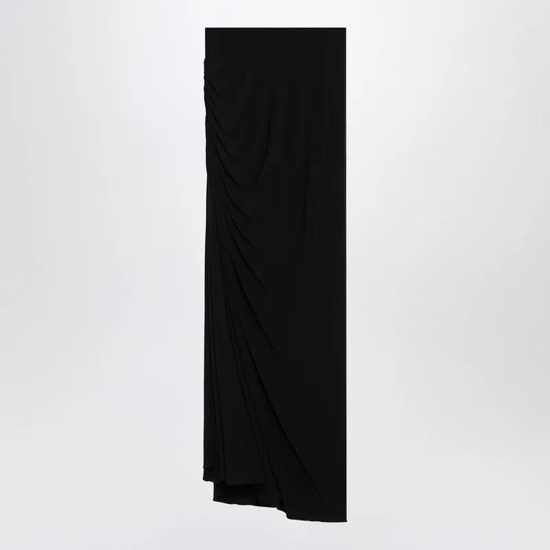 Long Draped Black Skirt In Jersey sold by Wanan Luxury