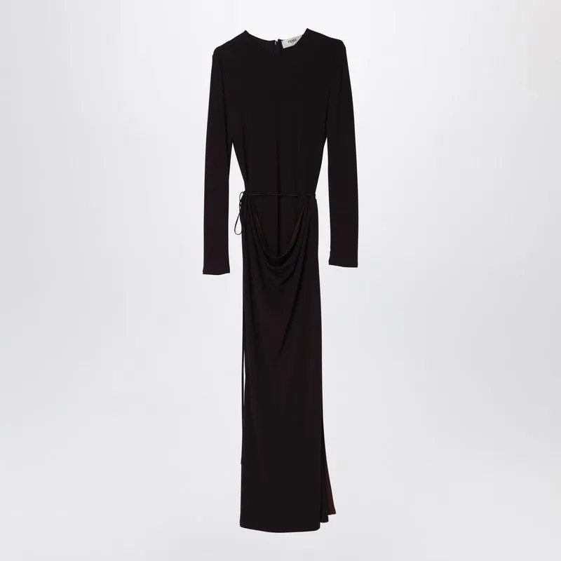 Draped Long Dress In Dark Purple Jersey sold by Wanan Luxury