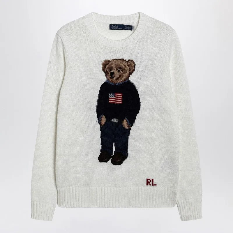 White Polo Bear Sweater made by Polo by Ralph Lauren