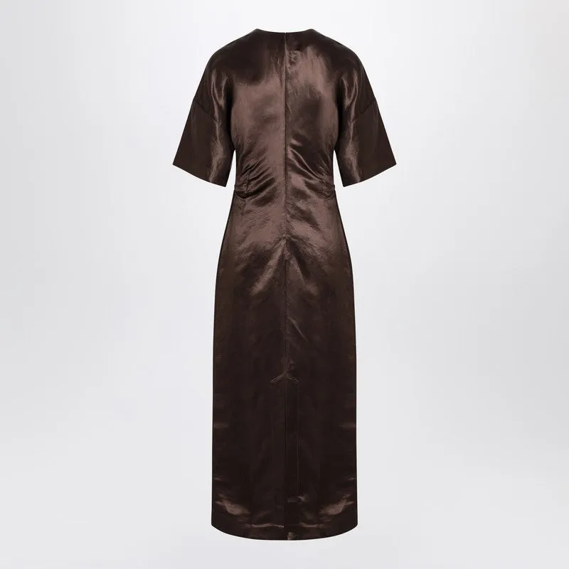 Long Brown Dress In Linen And Silk sold by Wanan Luxury product image thumbnail 2