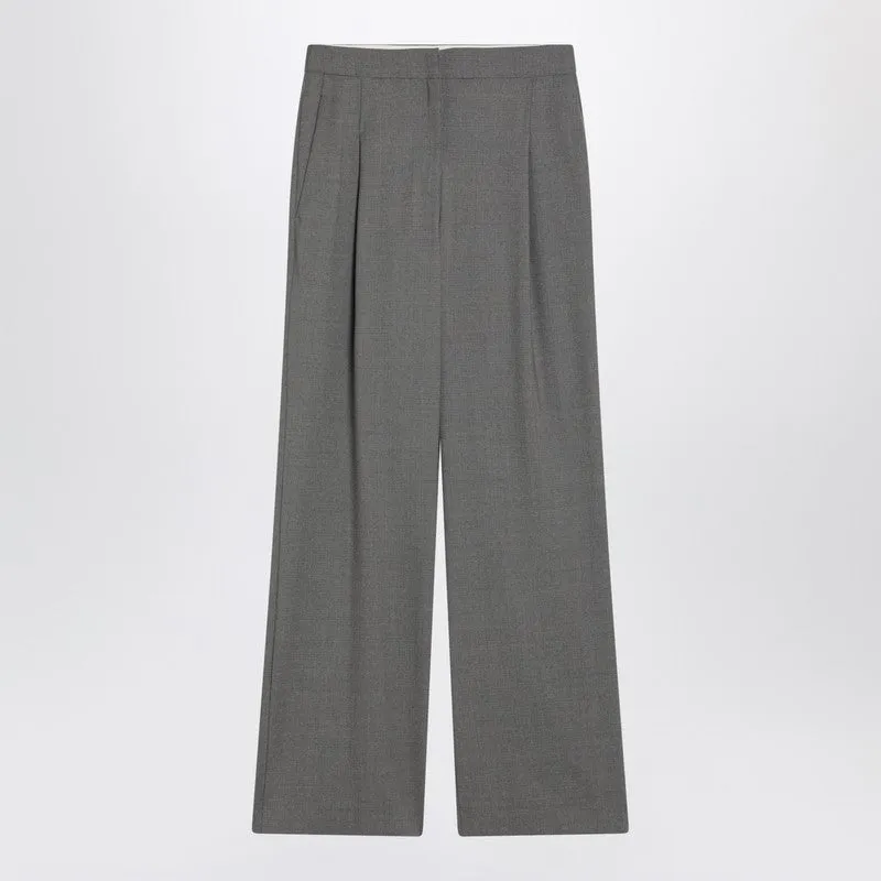 Wide Grey Wool Pants sold by Wanan Luxury