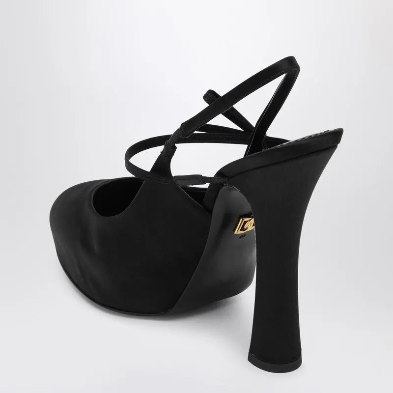 High Black Satin Slingback sold by Wanan Luxury product image thumbnail 2