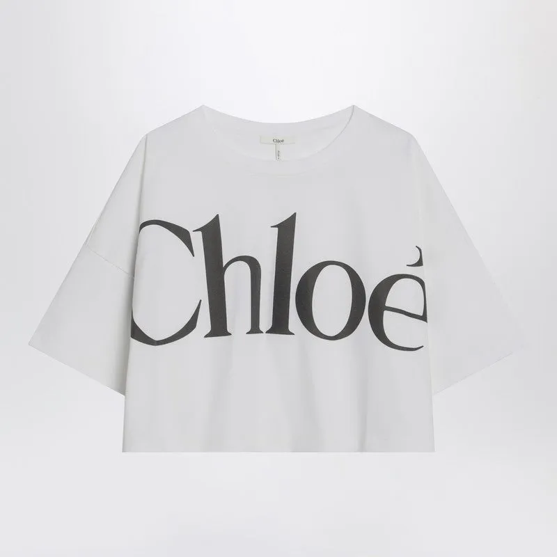 White Boxy T-Shirt With Logo Print sold by Wanan Luxury