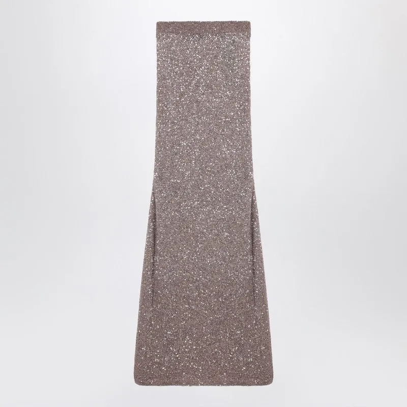 Light Brown/Silver Maxi Skirt With Sequins sold by Wanan Luxury