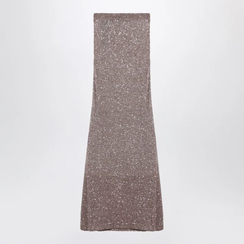 Light Brown/Silver Maxi Skirt With Sequins sold by Wanan Luxury product image thumbnail 2