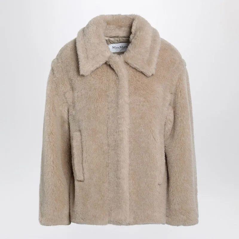 Light Beige Alpaca And Wool Teddy Cropped Coat made by MaxMara