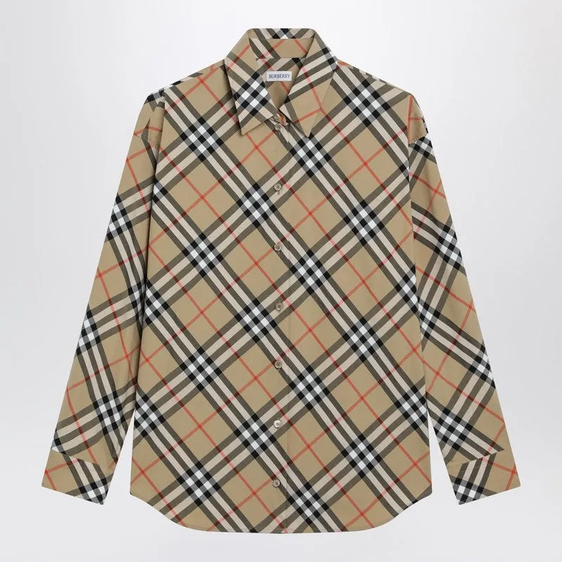 Beige Shirt With Check Pattern sold by Wanan Luxury